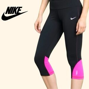 Nike DRI-FIT Hot Pink and Black Cropped Leggings Small